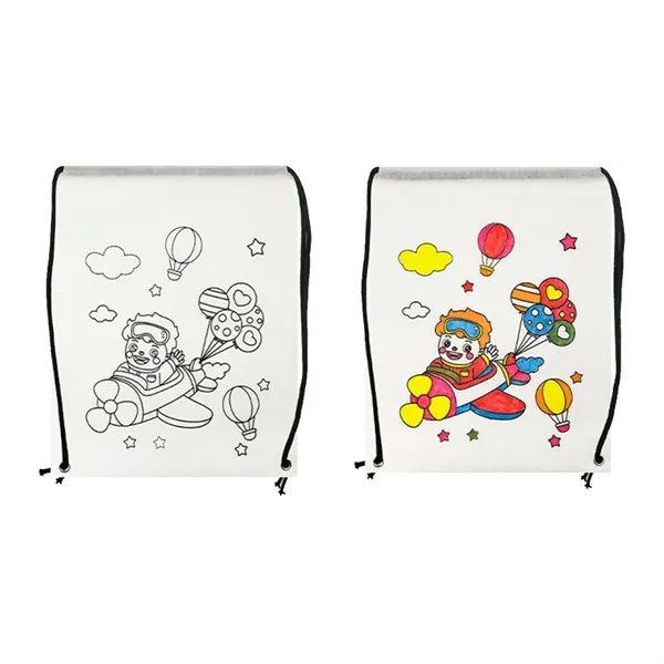 Kids' DIY Graffiti Non-woven Drawstring Backpack
