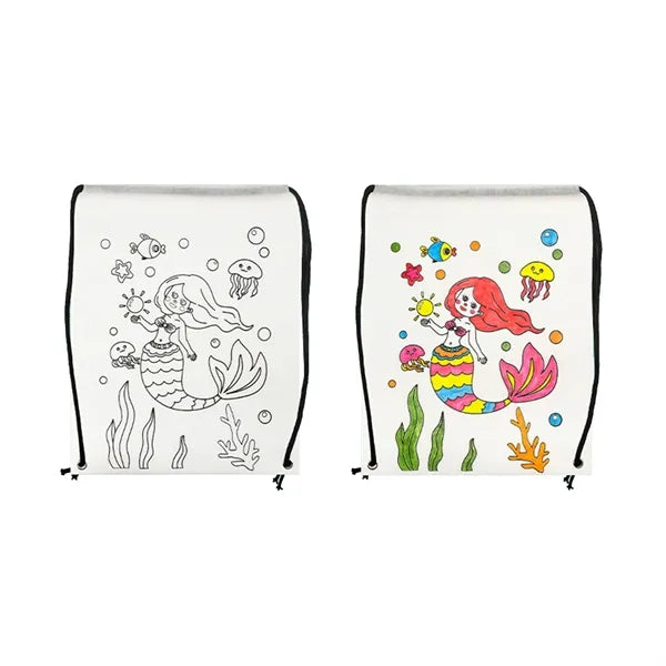 Kids' DIY Graffiti Non-woven Drawstring Backpack
