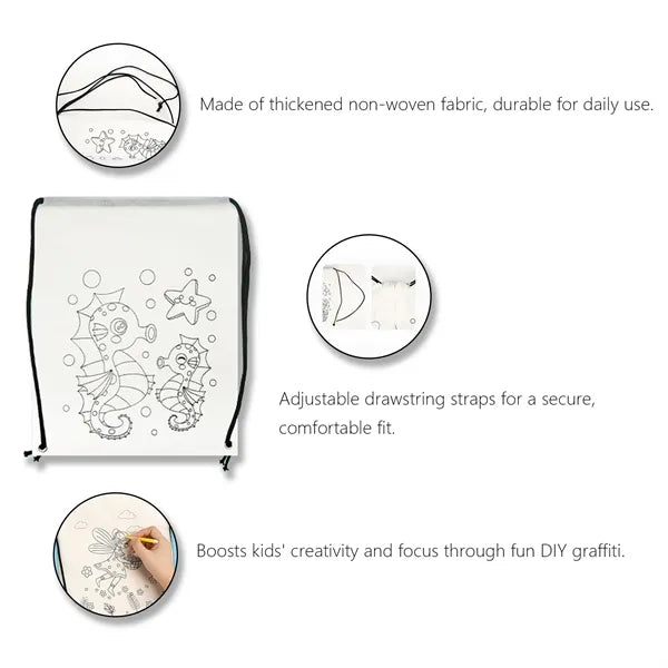 Kids' DIY Graffiti Non-woven Drawstring Backpack