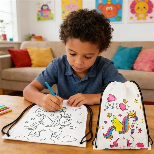 Kids' DIY Graffiti Non-woven Drawstring Backpack