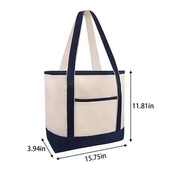 Eco-Friendly Canvas Tote With Zipper For Shopping Grocery