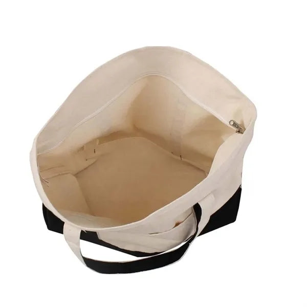 Eco-Friendly Canvas Tote With Zipper For Shopping Grocery