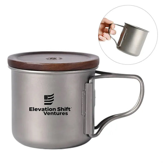 8 OZ Titanium Travel Coffee Mug Foldable Handle