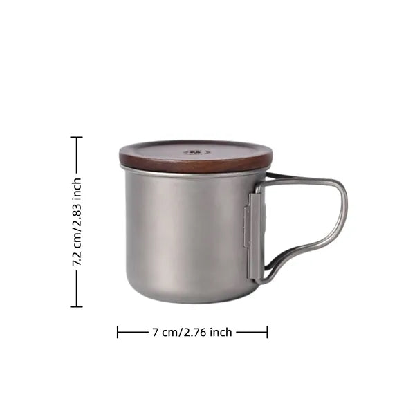 8 OZ Titanium Travel Coffee Mug Foldable Handle