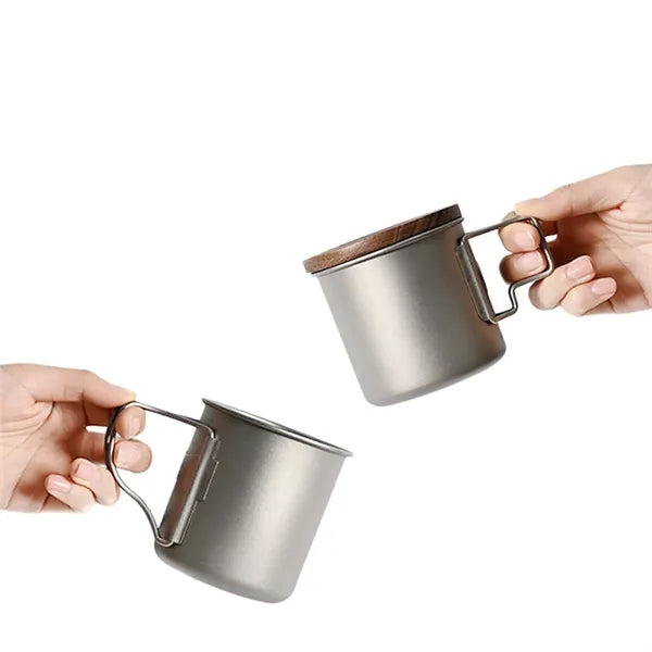 8 OZ Titanium Travel Coffee Mug Foldable Handle