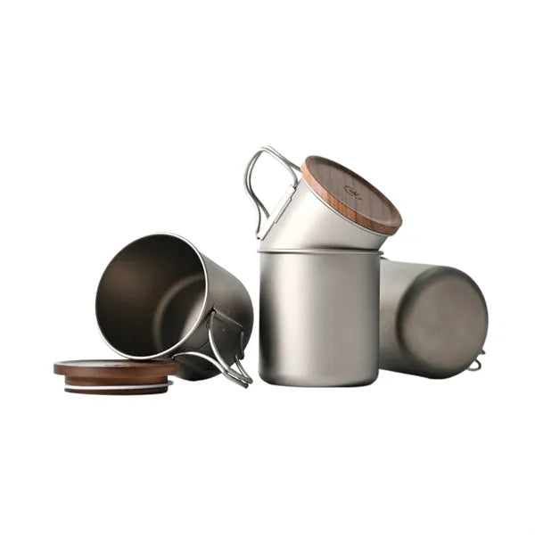 8 OZ Titanium Travel Coffee Mug Foldable Handle