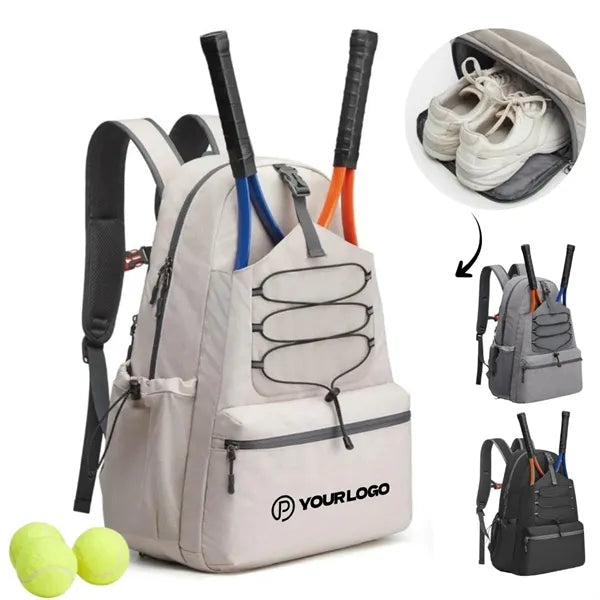 Large Tennis Backpack With Shoe Compartment For Outdoor