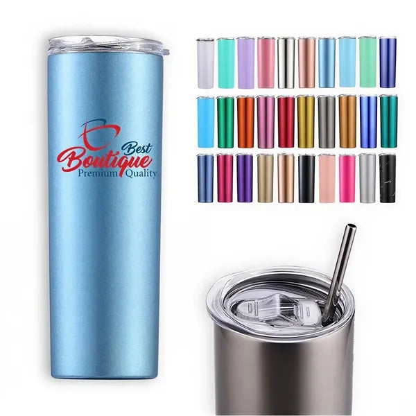 20oz Skinny Tumbler w/ Lid&Straw