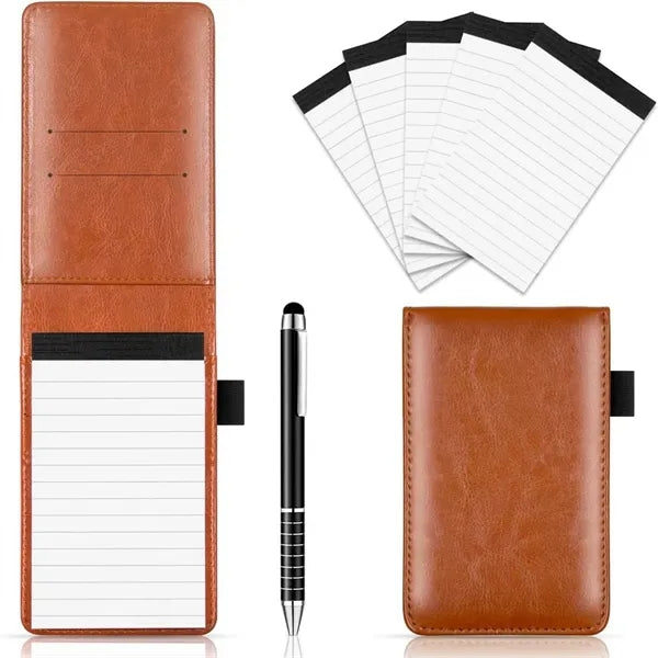 PU Leather Pocket Notebook Journal w/ Pens