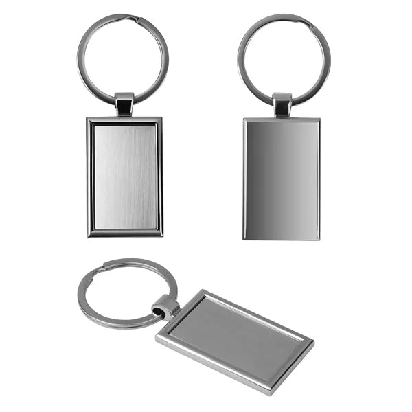 Rectangular Metal Keychain Key Tag 3"x1"