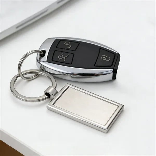 Rectangular Metal Keychain Key Tag 3"x1"