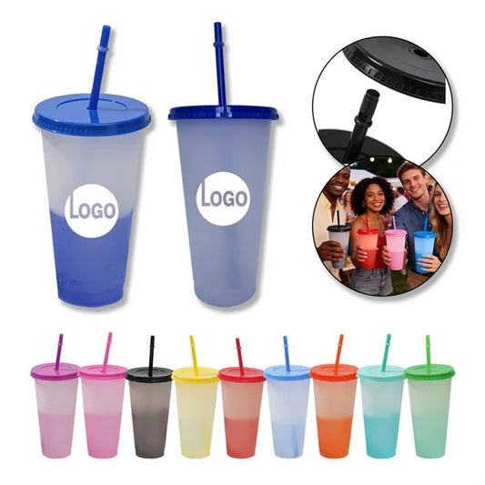 24oz Cold-Activated Color Changing Party Straw Tumbler