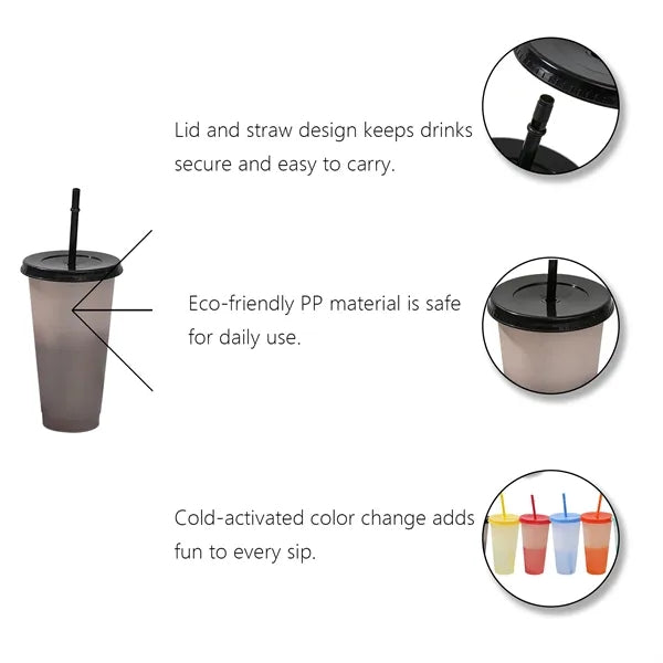 24oz Cold-Activated Color Changing Party Straw Tumbler