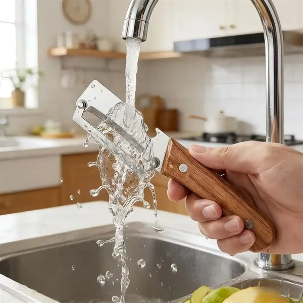 Wood Handle Peeler Bottle Opener Stainless Blade