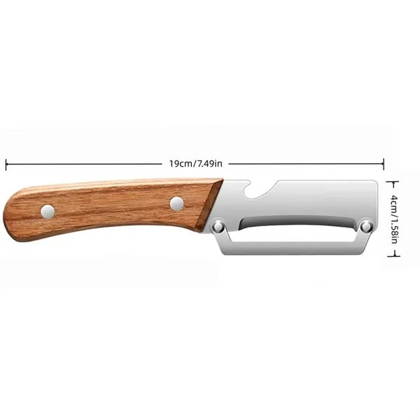 Wood Handle Peeler Bottle Opener Stainless Blade