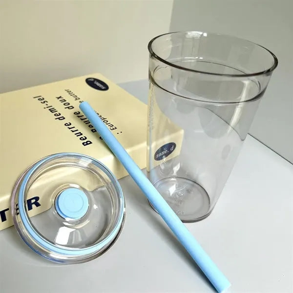 Clear Plastic Tumbler with Straw