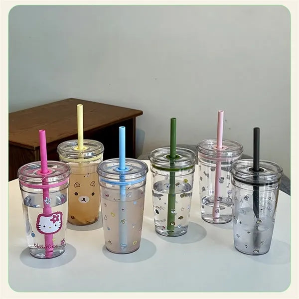 Clear Plastic Tumbler with Straw