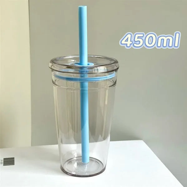 Clear Plastic Tumbler with Straw