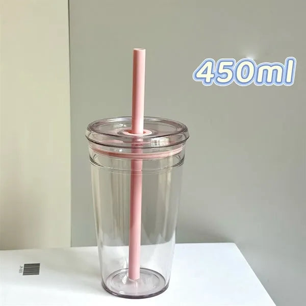 Clear Plastic Tumbler with Straw
