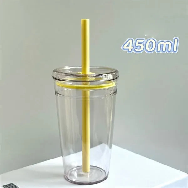 Clear Plastic Tumbler with Straw