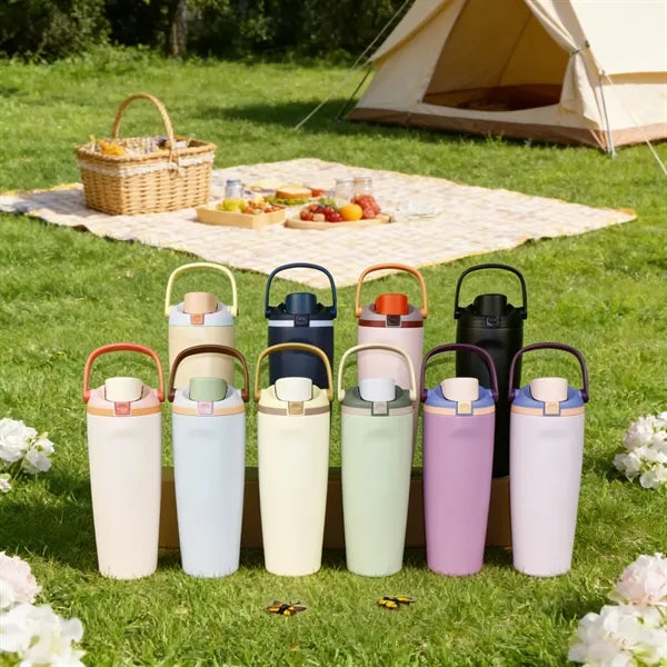 30oz Flip Top Water Bottle with Straw