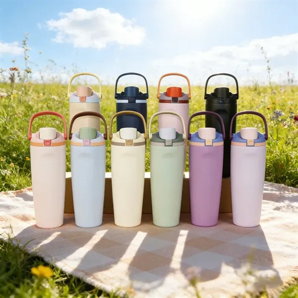 30oz Flip Top Water Bottle with Straw