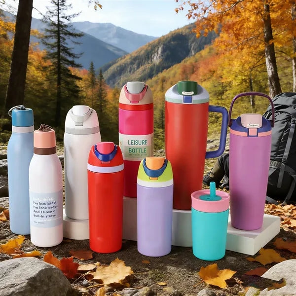 30oz Flip Top Water Bottle with Straw