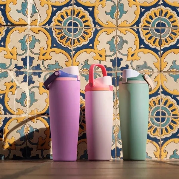 30oz Flip Top Water Bottle with Straw