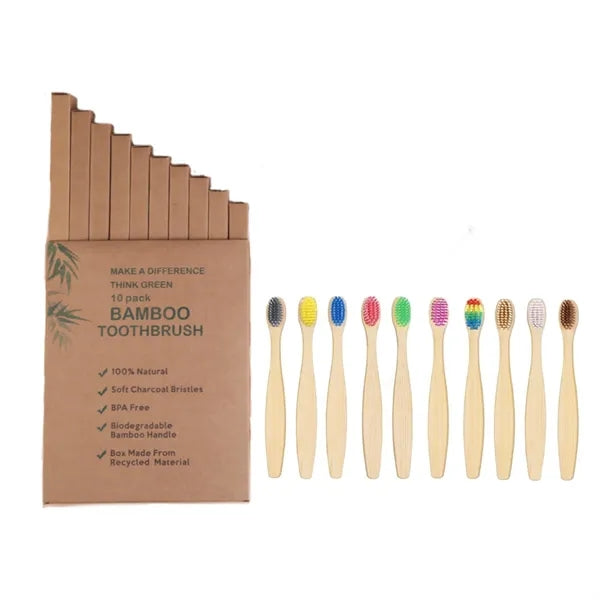 10pcs Pack Natural Toothbrush with Ergonomic Handle