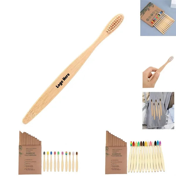 10pcs Pack Natural Toothbrush with Ergonomic Handle