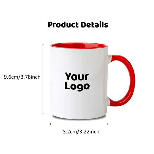 11oz Ceramic Sublimation Coffee Mug With Solid Colors Handle