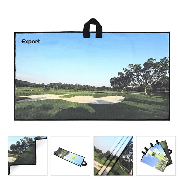 Microfiber waffle golf towel with logo