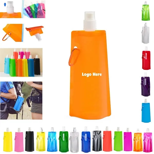 16oz Foldable Water Bottles with Carabiner