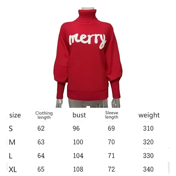 Acrylic Turtleneck Christmas Sweater For Women