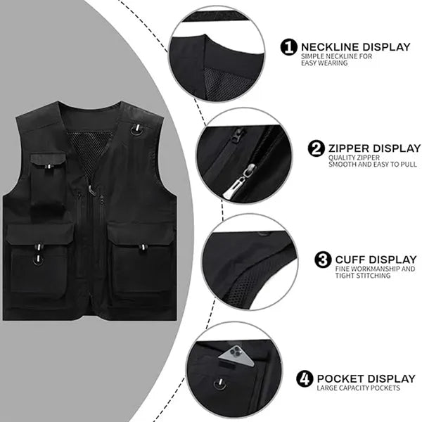 Lightweight Breathable Fishing Vest With Pockets For Work