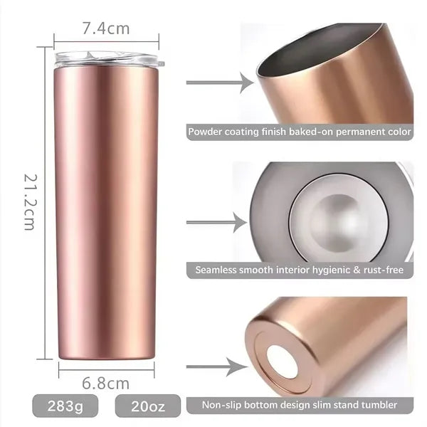 20oz Skinny Tumbler w/ Lid&Straw