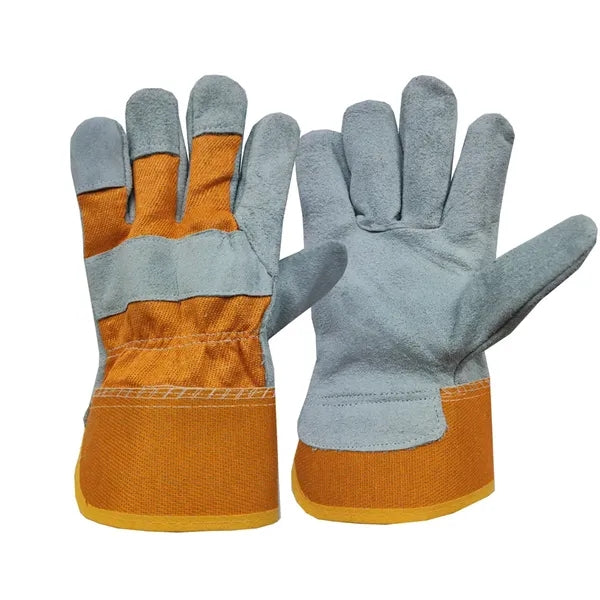 Split Leather Work Gloves for Welding Safety and Labor
