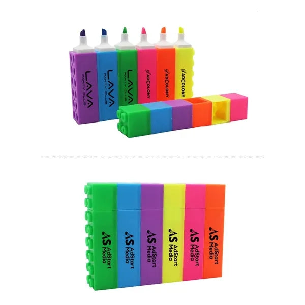 Building Block Shaped Creative Stackable Highlighter Pen