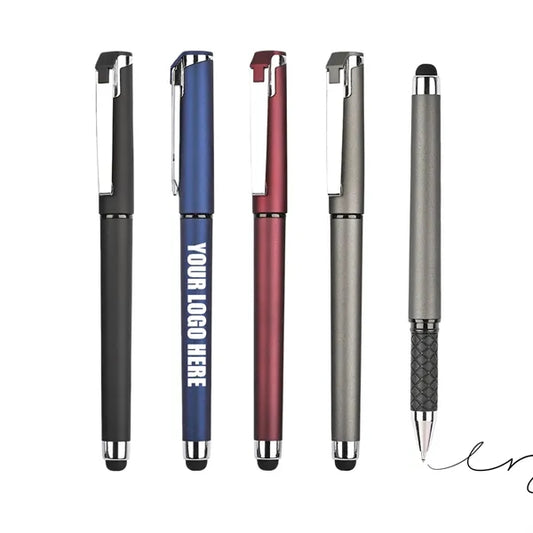 Gel pen With Stylus/black grip/blue ink