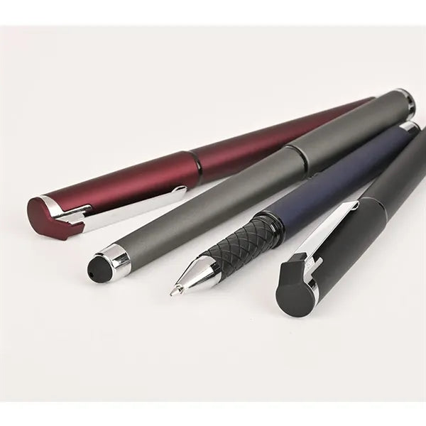 Gel pen With Stylus/black grip/blue ink