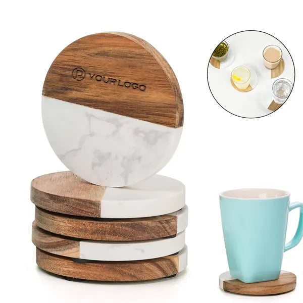 Marble & Wood Coasters For Home Coffee Shop Restaurant