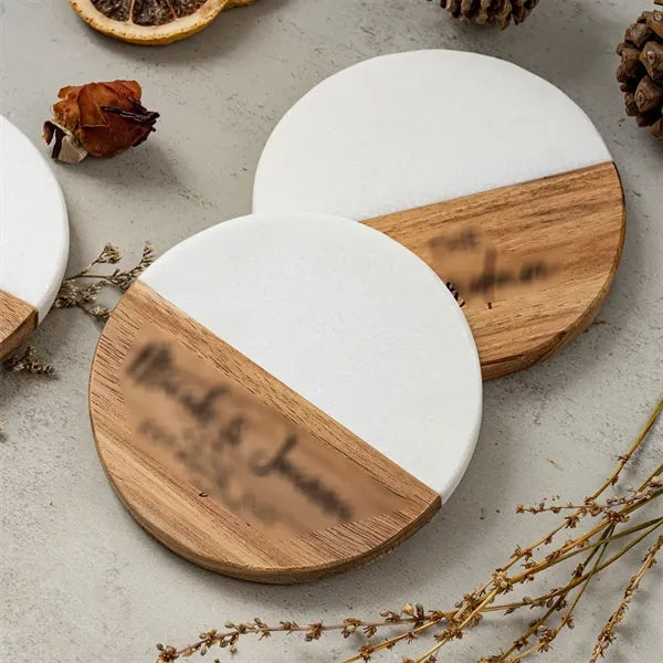 Marble & Wood Coasters For Home Coffee Shop Restaurant