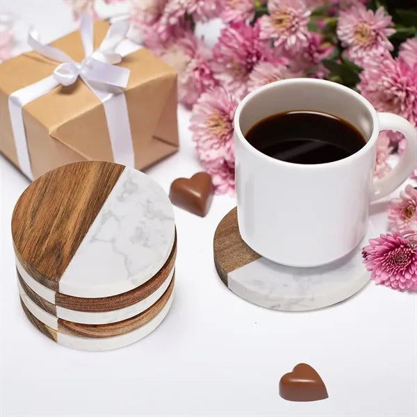 Marble & Wood Coasters For Home Coffee Shop Restaurant