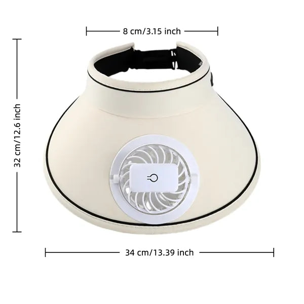 USB Fan Sun Visor Adjustable Solar Cooling Outdoor Cap
