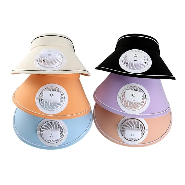 USB Fan Sun Visor Adjustable Solar Cooling Outdoor Cap