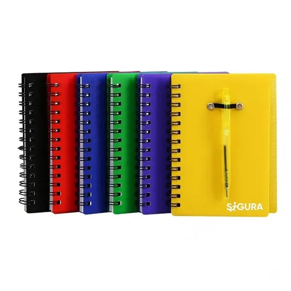 Pocket Spiral Notebook Set W/Matching Pen and Built-in Ruler