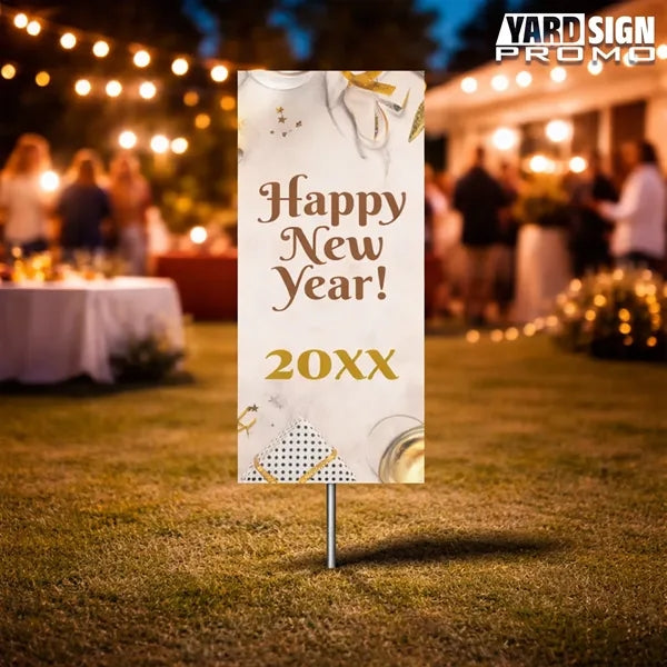 6x18 Custom Outdoor Yard Signs Happy New Year