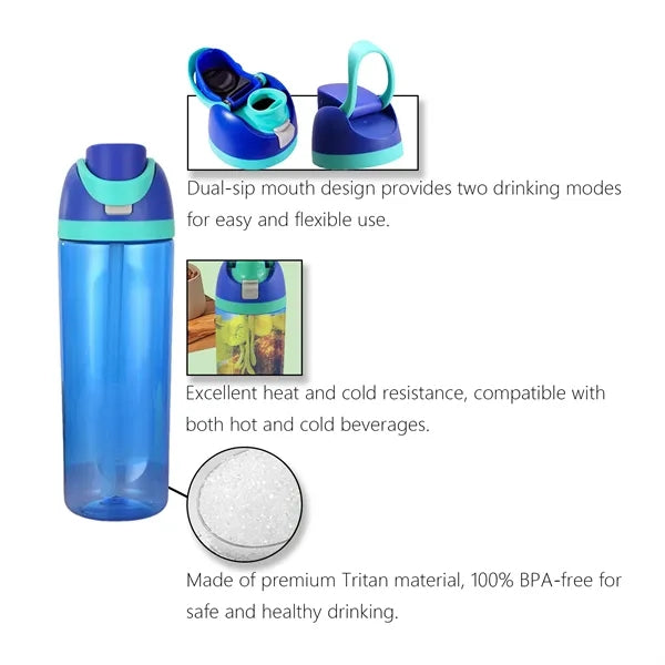 25 Oz Dual-Sip BPA-Free Sports Water Bottle