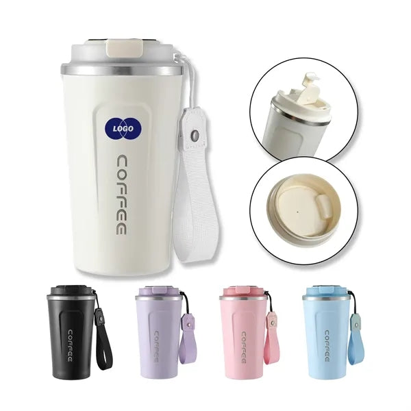 13Oz / 17Oz Insulated Stainless Steel Travel Mug With Strap