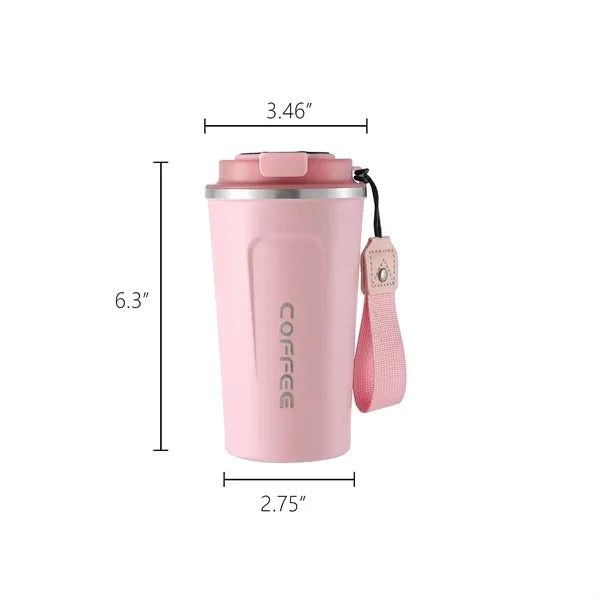 13Oz / 17Oz Insulated Stainless Steel Travel Mug With Strap